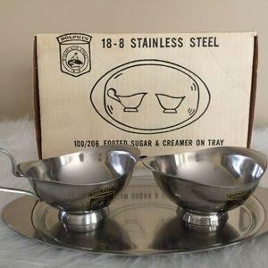 VINTAGE STAINLESS STEEL SUGAR CREAMER